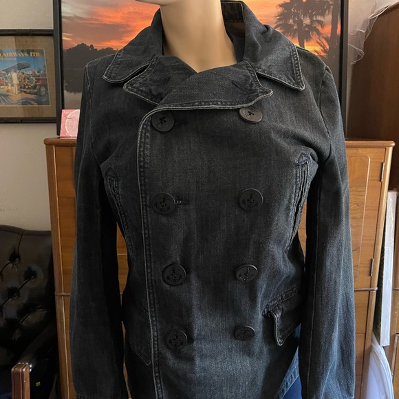 Marc Ecko Denim Jacket Pea Coat Style - Picture 2 of 11